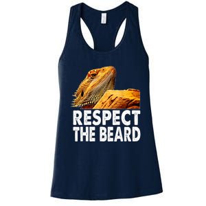 Respect The Beard Funny Bearded Dragon Lizard Owner Son Women's Racerback Tank