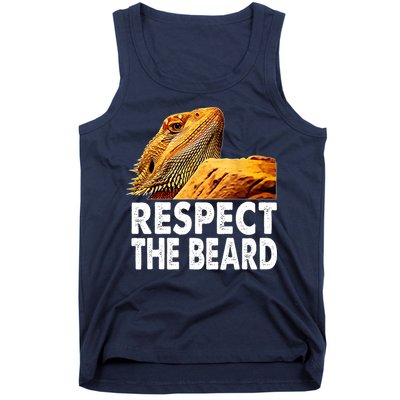 Respect The Beard Funny Bearded Dragon Lizard Owner Son Tank Top