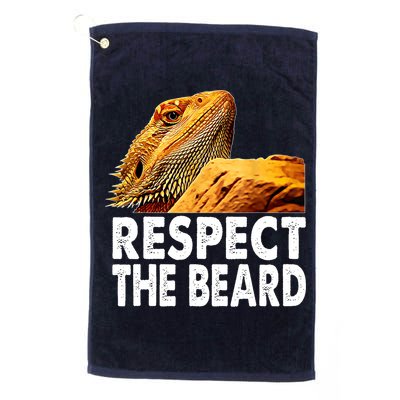 Respect The Beard Funny Bearded Dragon Lizard Owner Son Golf Towel