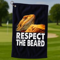 Respect The Beard Funny Bearded Dragon Lizard Owner Son Golf Towel