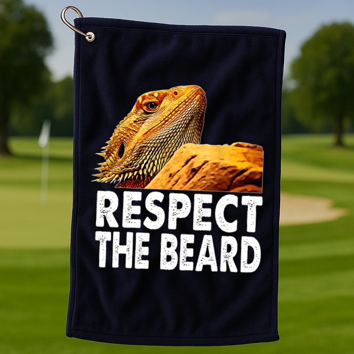 Respect The Beard Funny Bearded Dragon Lizard Owner Son Golf Towel