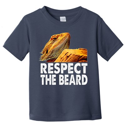 Respect The Beard Funny Bearded Dragon Lizard Owner Son Toddler T-Shirt