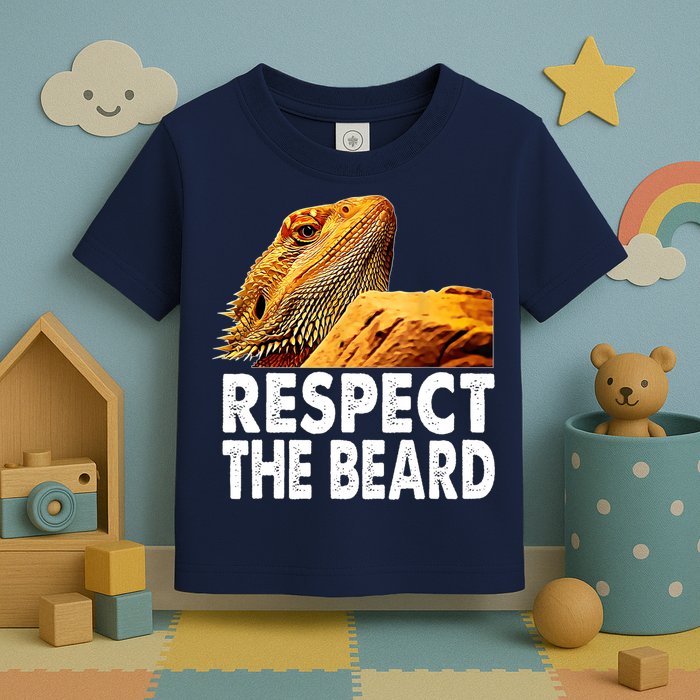 Respect The Beard Funny Bearded Dragon Lizard Owner Son Toddler T-Shirt
