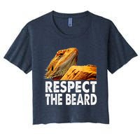 Respect The Beard Funny Bearded Dragon Lizard Owner Son Women's Crop Top Tee