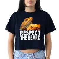 Respect The Beard Funny Bearded Dragon Lizard Owner Son Women's Crop Top Tee