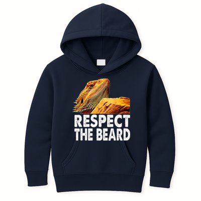Respect The Beard Funny Bearded Dragon Lizard Owner Son Kids Hoodie