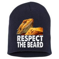Respect The Beard Funny Bearded Dragon Lizard Owner Son Short Acrylic Beanie