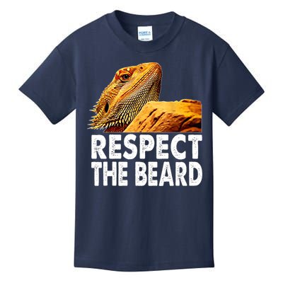 Respect The Beard Funny Bearded Dragon Lizard Owner Son Kids T-Shirt