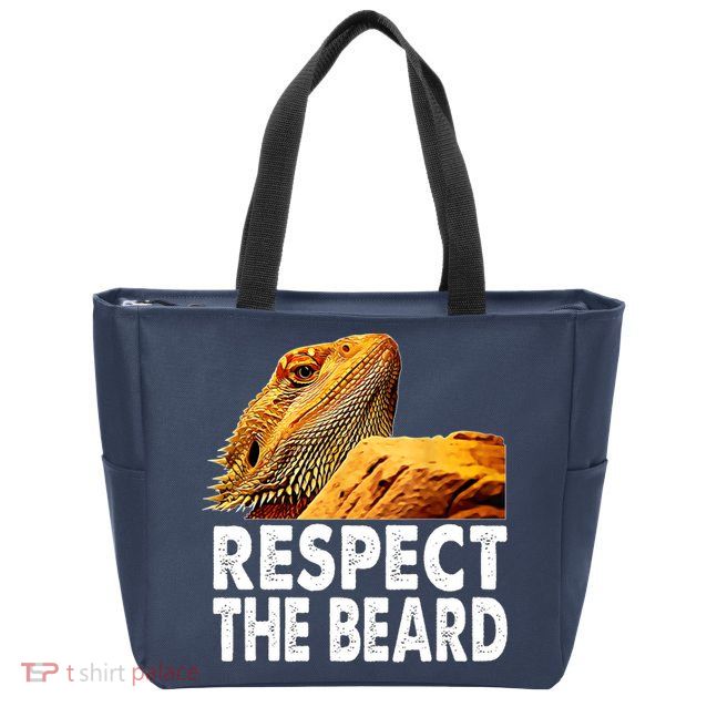 Respect The Beard Funny Bearded Dragon Lizard Owner Son Zip Tote Bag
