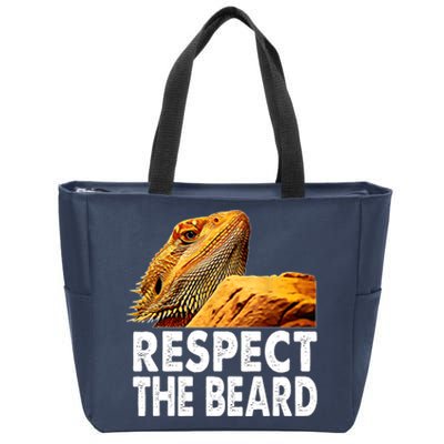 Respect The Beard Funny Bearded Dragon Lizard Owner Son Zip Tote Bag