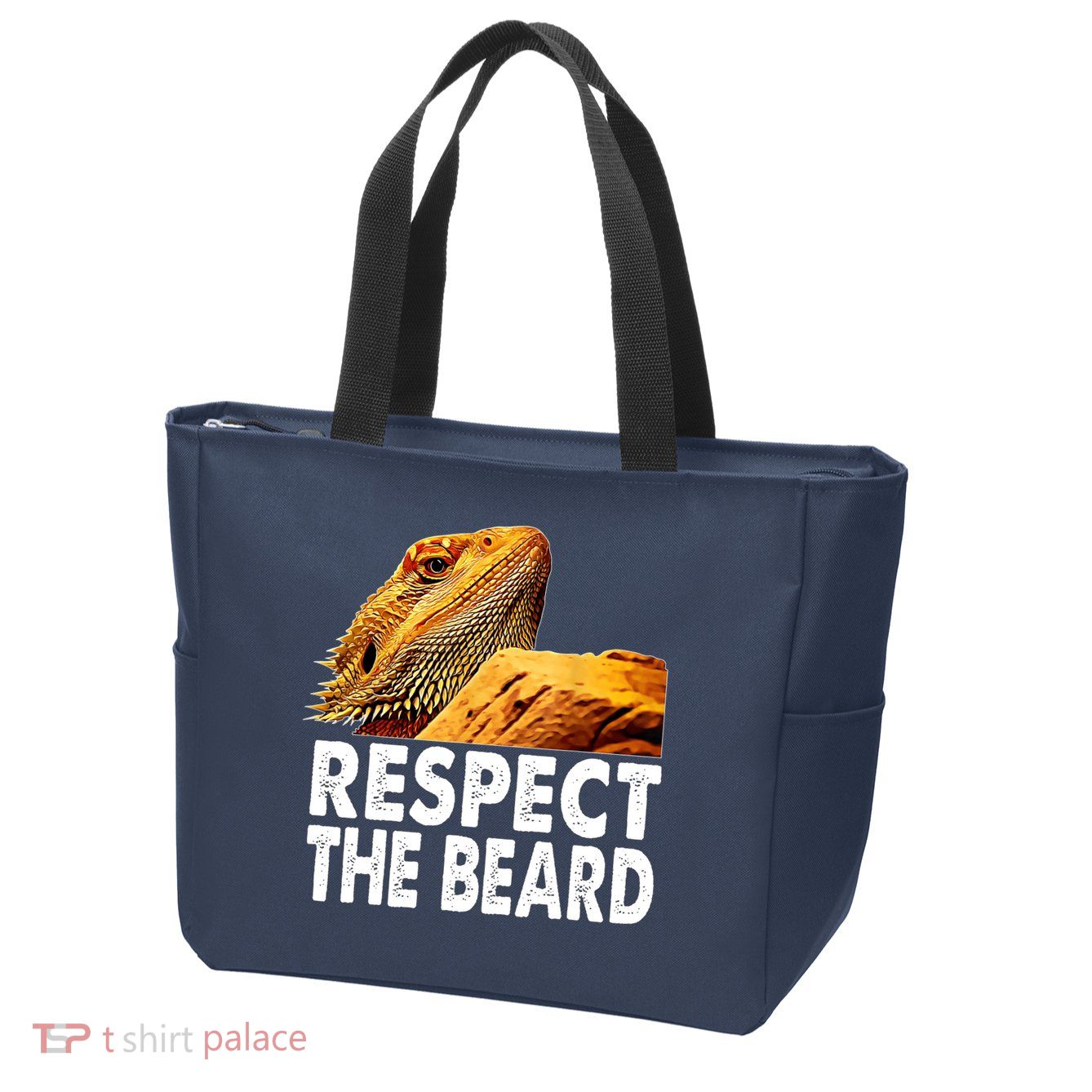Respect The Beard Funny Bearded Dragon Lizard Owner Son Zip Tote Bag
