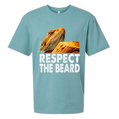 Respect The Beard Funny Bearded Dragon Lizard Owner Son Sueded Cloud Jersey T-Shirt