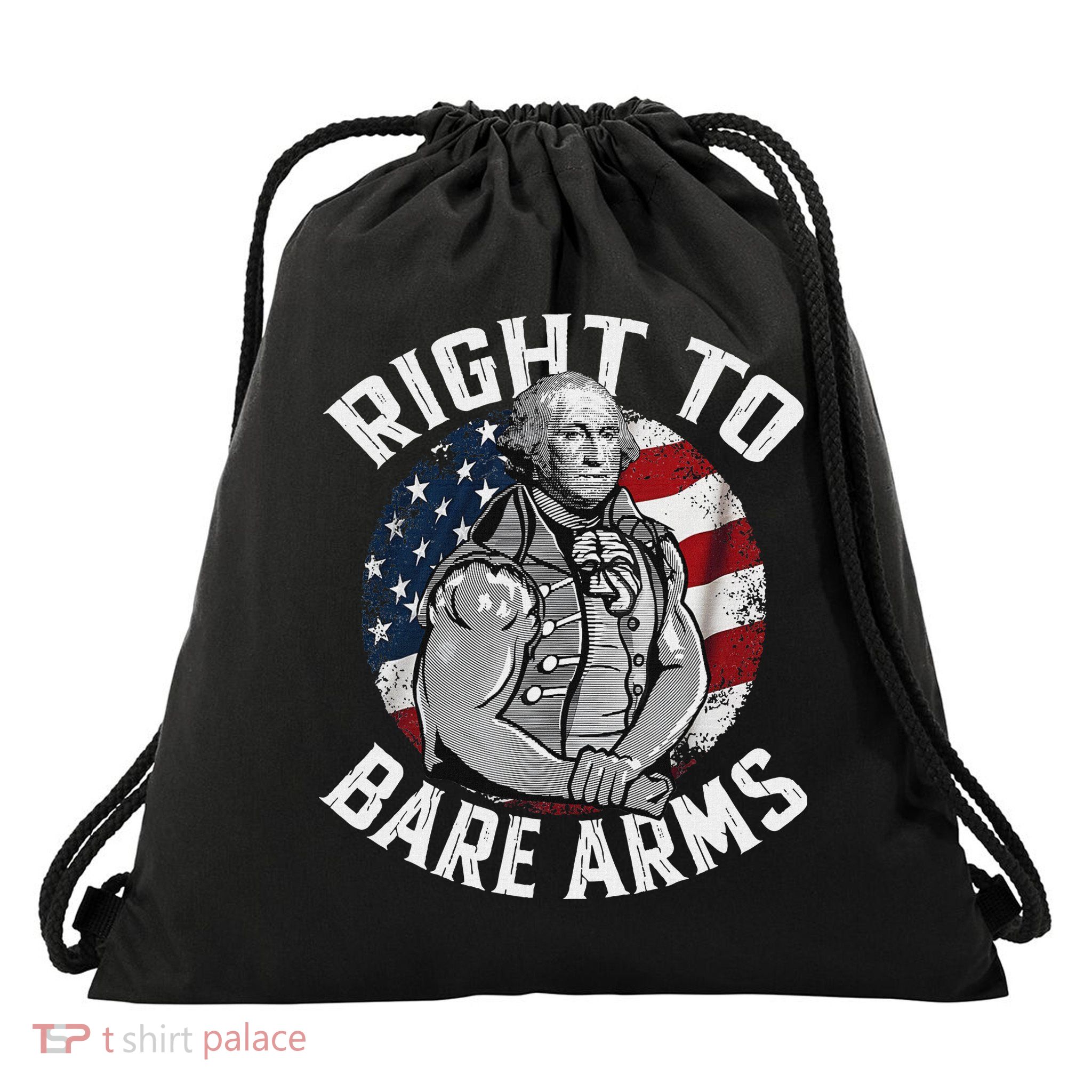 Right To Bare Arms 4th Of July Funny Gym George Washington Drawstring Bag