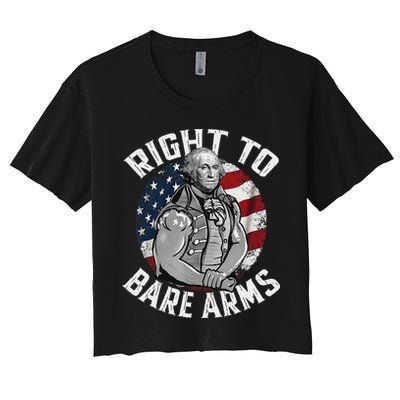 Right To Bare Arms 4th Of July Funny Gym George Washington Crop Top