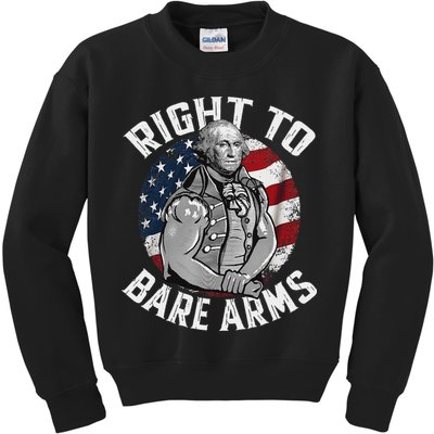 Right To Bare Arms 4th Of July Funny Gym George Washington Kids Sweatshirt