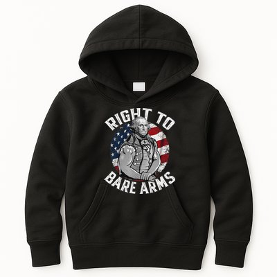 Right To Bare Arms 4th Of July Funny Gym George Washington Kids Hoodie