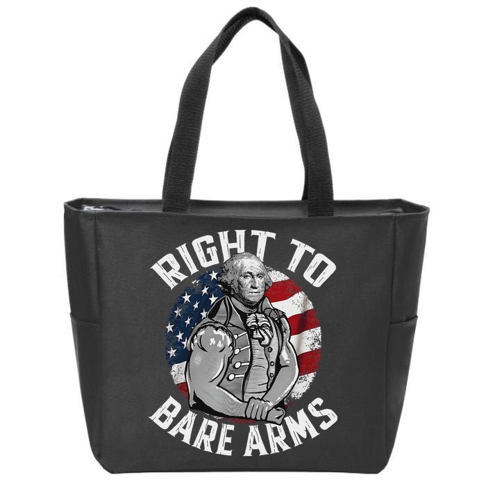 Right To Bare Arms 4th Of July Funny Gym George Washington Zip Tote Bag