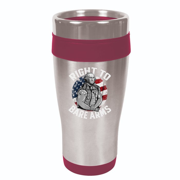 Right To Bare Arms 4th Of July Funny Gym George Washington 16oz Travel Tumbler