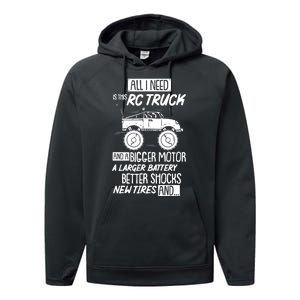 Rc Truck Bigger Motor Larger Battery Funny Performance Fleece Hoodie