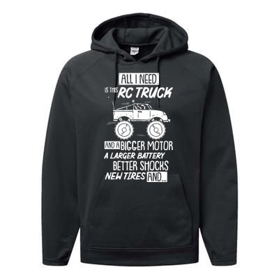 Rc Truck Bigger Motor Larger Battery Funny Performance Fleece Hoodie