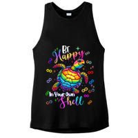 Rainbow Turtle Be Happy In Your Own Shell Autism Awareness Ladies PosiCharge Tri-Blend Wicking Tank