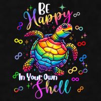 Rainbow Turtle Be Happy In Your Own Shell Autism Awareness Ladies PosiCharge Tri-Blend Wicking Tank
