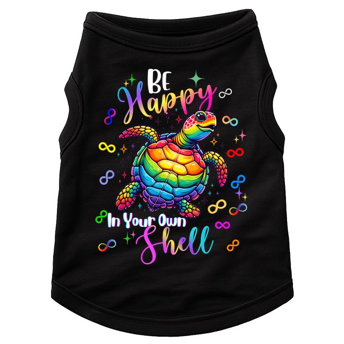 Rainbow Turtle Be Happy In Your Own Shell Autism Awareness Doggie Tank