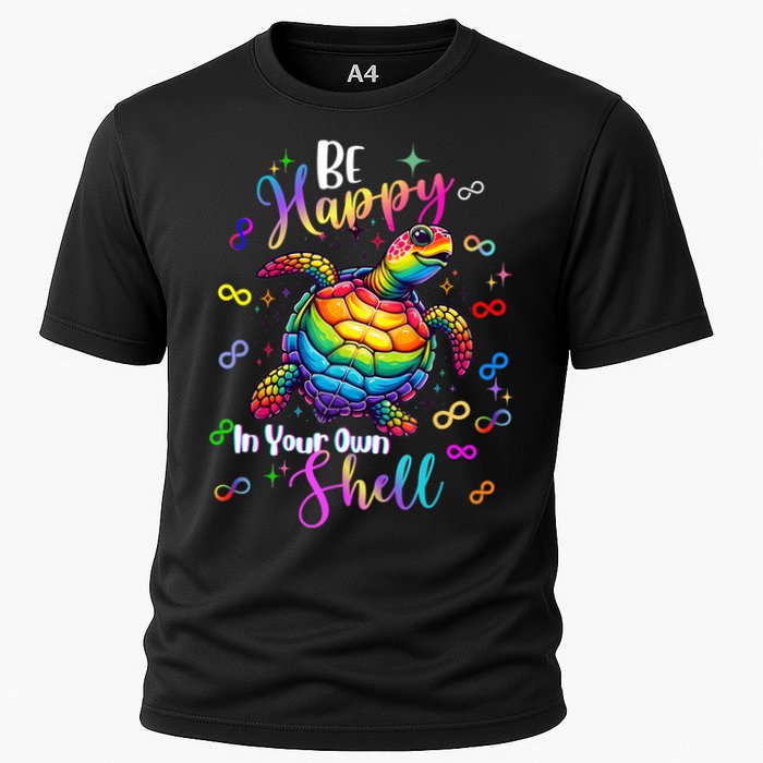 Rainbow Turtle Be Happy In Your Own Shell Autism Awareness Cooling Performance Crew T-Shirt