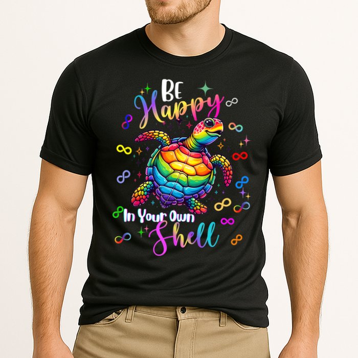 Rainbow Turtle Be Happy In Your Own Shell Autism Awareness Cooling Performance Crew T-Shirt