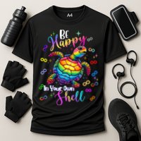 Rainbow Turtle Be Happy In Your Own Shell Autism Awareness Cooling Performance Crew T-Shirt