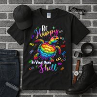 Rainbow Turtle Be Happy In Your Own Shell Autism Awareness Tall T-Shirt