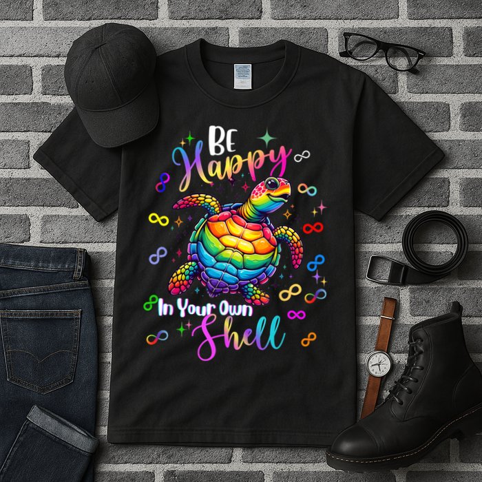 Rainbow Turtle Be Happy In Your Own Shell Autism Awareness Tall T-Shirt