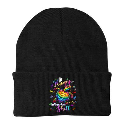 Rainbow Turtle Be Happy In Your Own Shell Autism Awareness Knit Cap Winter Beanie