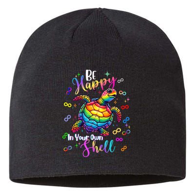 Rainbow Turtle Be Happy In Your Own Shell Autism Awareness Sustainable Beanie