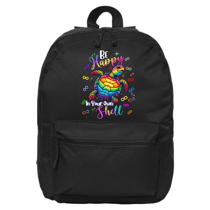 Rainbow Turtle Be Happy In Your Own Shell Autism Awareness 16 in Basic Backpack