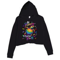 Rainbow Turtle Be Happy In Your Own Shell Autism Awareness Crop Fleece Hoodie