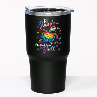 Rainbow Turtle Be Happy In Your Own Shell Autism Awareness Tumbler