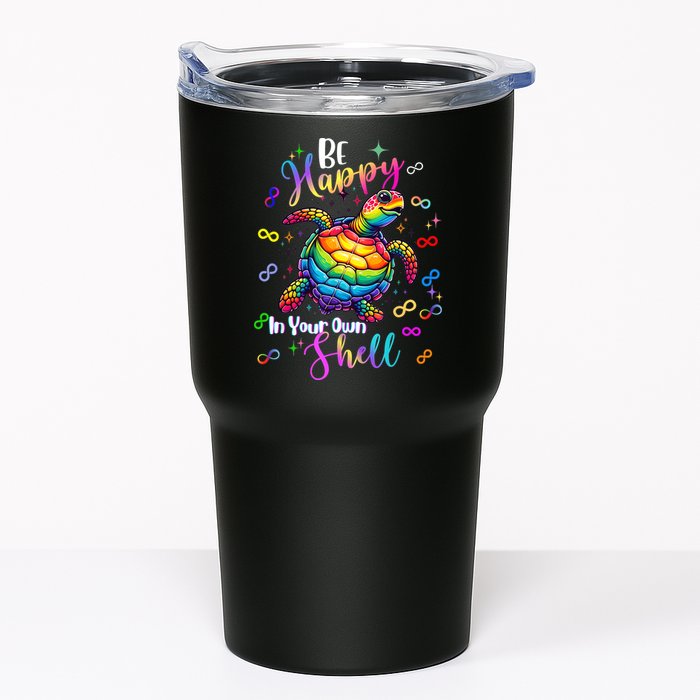 Rainbow Turtle Be Happy In Your Own Shell Autism Awareness Tumbler