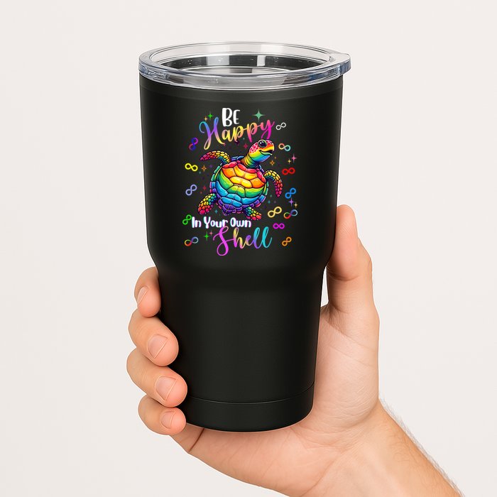 Rainbow Turtle Be Happy In Your Own Shell Autism Awareness Tumbler