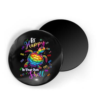 Rainbow Turtle Be Happy In Your Own Shell Autism Awareness Magnet