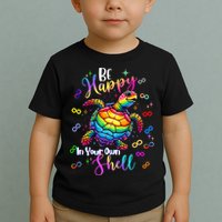 Rainbow Turtle Be Happy In Your Own Shell Autism Awareness Toddler T-Shirt