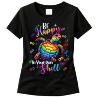 Rainbow Turtle Be Happy In Your Own Shell Autism Awareness Womens T-Shirt