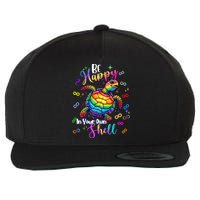 Rainbow Turtle Be Happy In Your Own Shell Autism Awareness Wool Snapback Cap