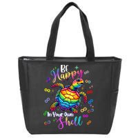 Rainbow Turtle Be Happy In Your Own Shell Autism Awareness Zip Tote Bag