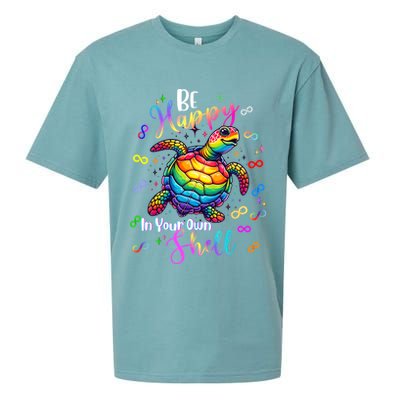 Rainbow Turtle Be Happy In Your Own Shell Autism Awareness Sueded Cloud Jersey T-Shirt