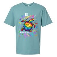 Rainbow Turtle Be Happy In Your Own Shell Autism Awareness Sueded Cloud Jersey T-Shirt
