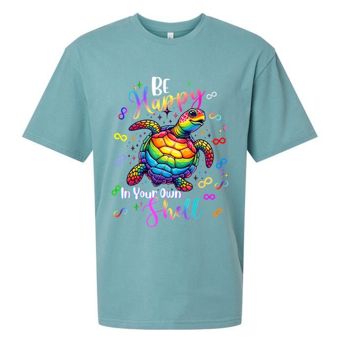 Rainbow Turtle Be Happy In Your Own Shell Autism Awareness Sueded Cloud Jersey T-Shirt