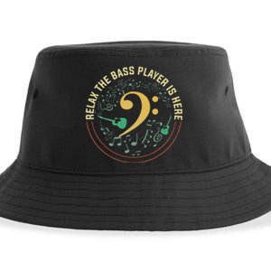 Relax The Bass Player Is Here Bassist Gifts Music Guitar Sustainable Bucket Hat