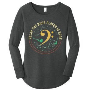 Relax The Bass Player Is Here Bassist Gifts Music Guitar Women's Perfect Tri Tunic Long Sleeve Shirt