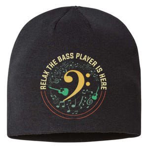 Relax The Bass Player Is Here Bassist Gifts Music Guitar Sustainable Beanie